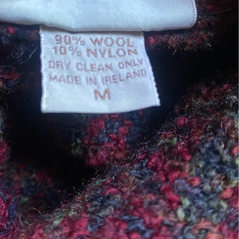 Weave of the Irish Handcrafted Wool Blend Plaid Cropped Jacket‎ Coat M Red Green